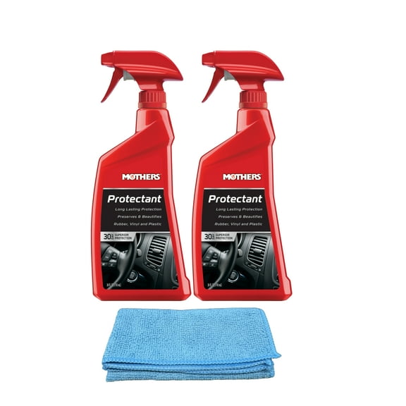 Mothers Rubber & Vinyl Protectant Spray (24 oz) Bundle with Microfiber Cloth (3 Items)