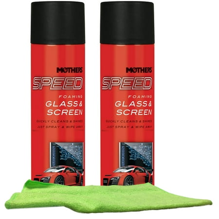 Mothers Speed Glass & Screen Cleaner (19 oz) Bundle with Microfiber Cloth
