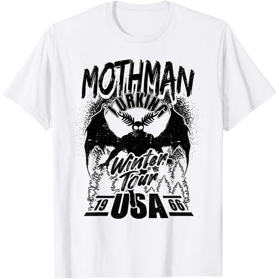 Mothman Cryptid Lurking Winter Tour USA Mothman Funny T-Shirt - Walmart.com