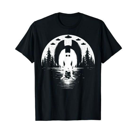 Mothman! Cute Cryptid Full Moon For Men Women & Kids Mothman Black T-Shirt
