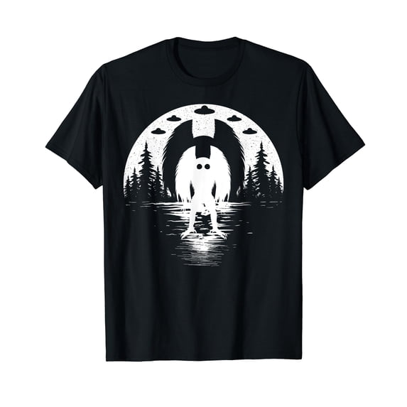 Mothman! Cute Cryptid Full Moon For Men Women & Kids Mothman Black T-Shirt