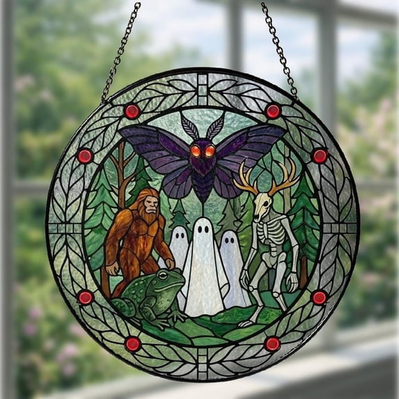 Mothman Gothic Cryptid Stained Glass Window Hanging Decor Gift for ...