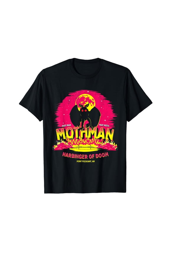 Mothman - Harbinger of Doom! Funny Cute Cryptid Creature Short Sleeve Black T-Shirt
