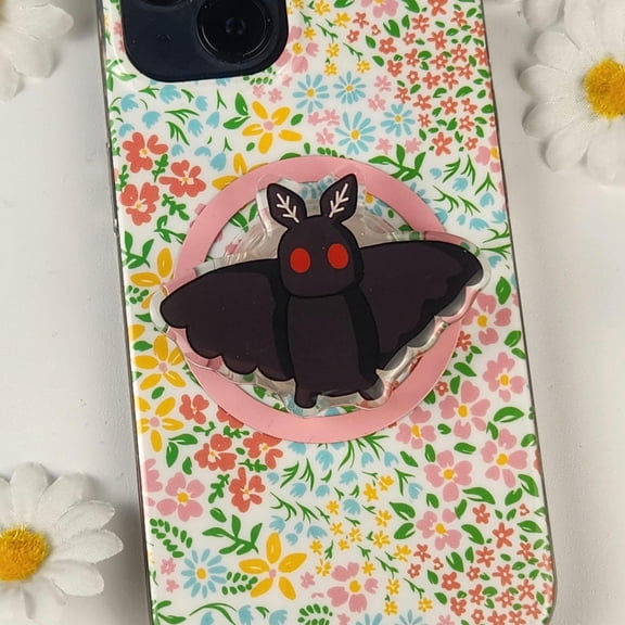 Mothman Phone Grip, Hand Drawn Acrylic Epoxy Phone Stand (MagSafe Base Compatible Option)