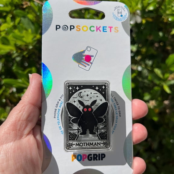Mothman Tarot Card PopSocket, Mothman Tarot Card PopGrip, Tarot Card Phone Holder, Witchy Phone Stand, eReader Accessory, Glow In The Dark