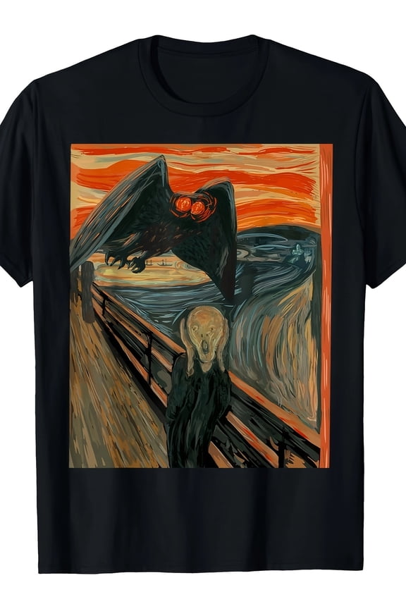 Mothman The Scream Mashup WV Cryptid Art T-Shirt220g