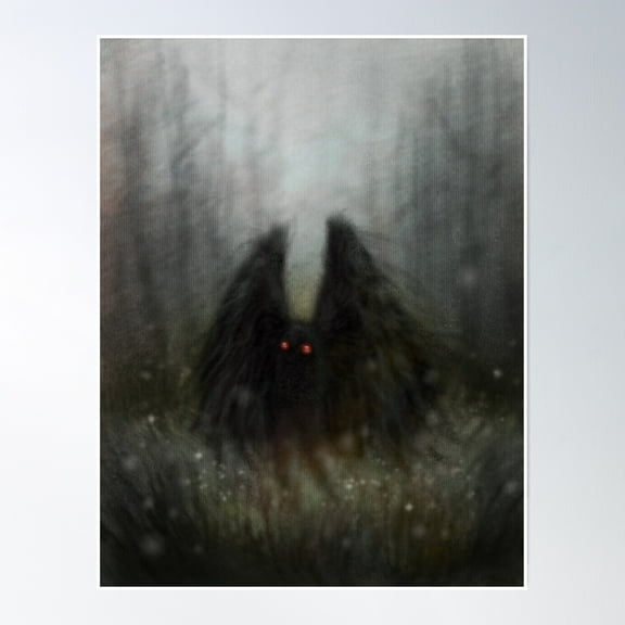 Mothman With Wisps Poster Wall Art, Modern Wall Decor, 8x12 UNFRAMED