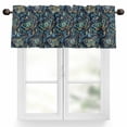 thumbnail image 1 of Moths Valances for Windows Abstract Retro Blue Green Moon Moth Stars Light Leaf Blue Valance Curtains Rod Pocket Bathroom Small Window Treatments for Kitchen Living Room Bedroom, 54"x18", 1 of 7