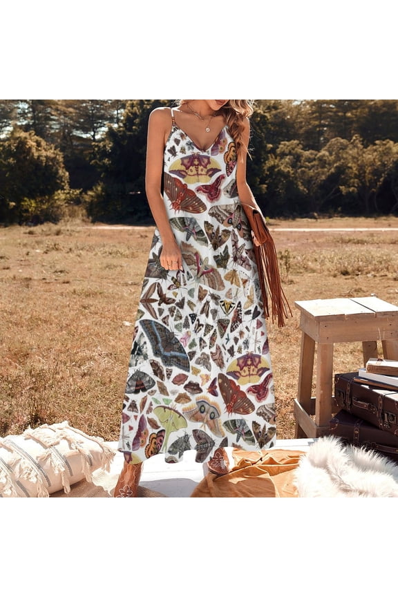Moths of North America Pattern Sleeveless Dress festival outfit women evening dress woman dresses for womens