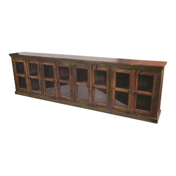 Moti Arvada 118" 8 Glass Doors Traditional Solid Wood Buffet in Brown