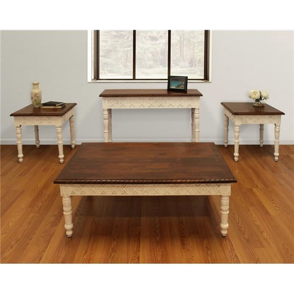 Moti Bayliss-Living-Room-Set-2 Living Room Set with Two Hand-Carved End Tables, Coffee Table & Console Table - 4 Piece