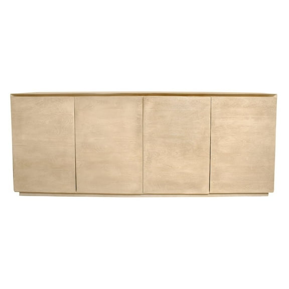 Moti Flagstaff 4-Door Contemporary Solid Wood Sideboard in Stone Natural