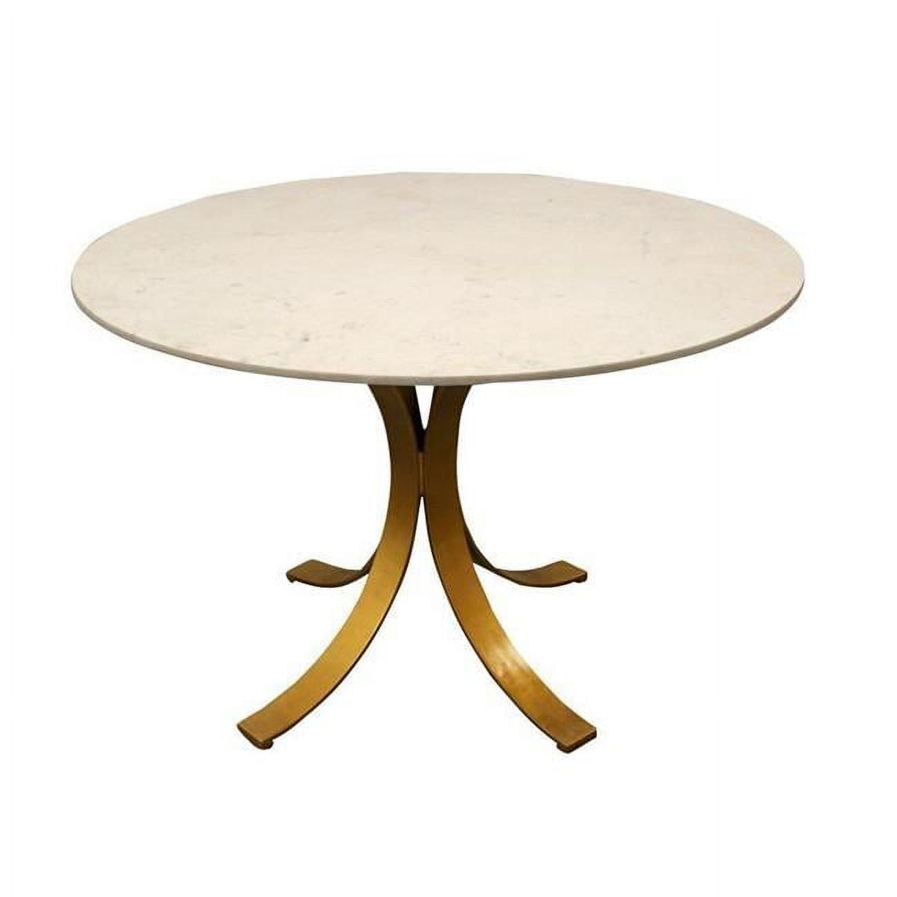 Ivory Marble Top Round Dining Table with Brass Iron Base