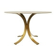 thumbnail image 1 of Moti Haskell 48" Round Modern Ivory Marble Top Dining Table on Iron Base, 1 of 7
