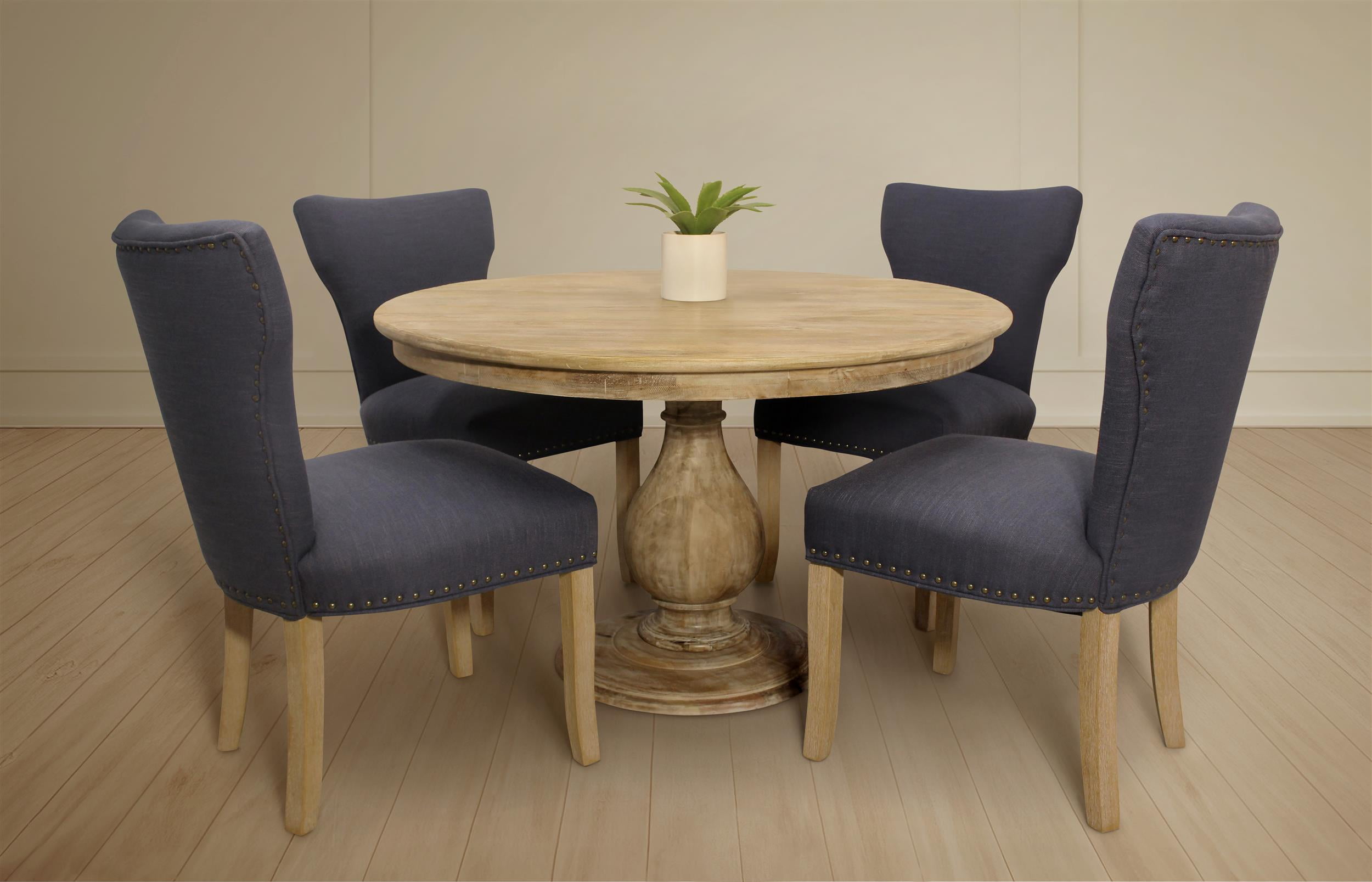 Jenna 48" Dining Set in Solid Wood with 4 Jill Chairs in Traditional ...
