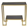 thumbnail image 1 of Moti Magestro 27" 2-Tier Modern Metal/Stone Console Table in Metallic Gold, 1 of 4