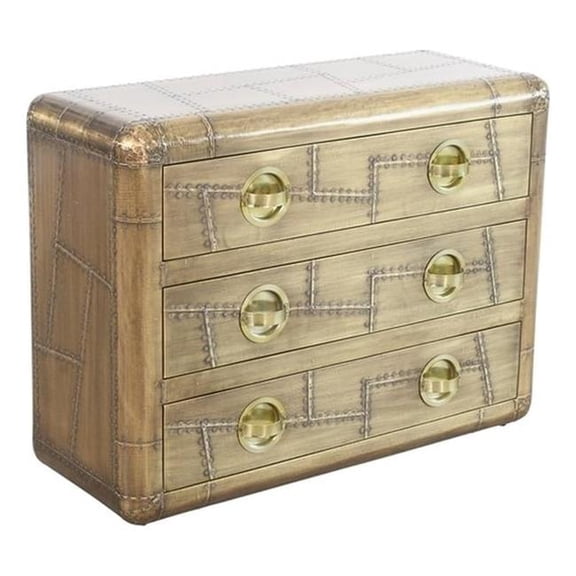Pilot 3 - Drawer Chest in Brass Crafted From Solid Wood and Aluminum
