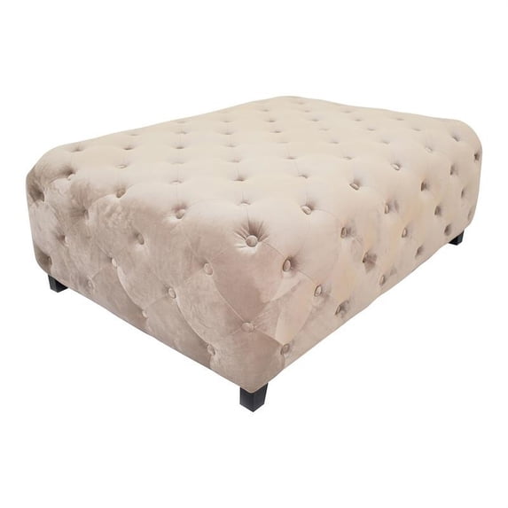 Moti Upholstery 40" Modern Velvet Tufted Cocktail Table in Beige