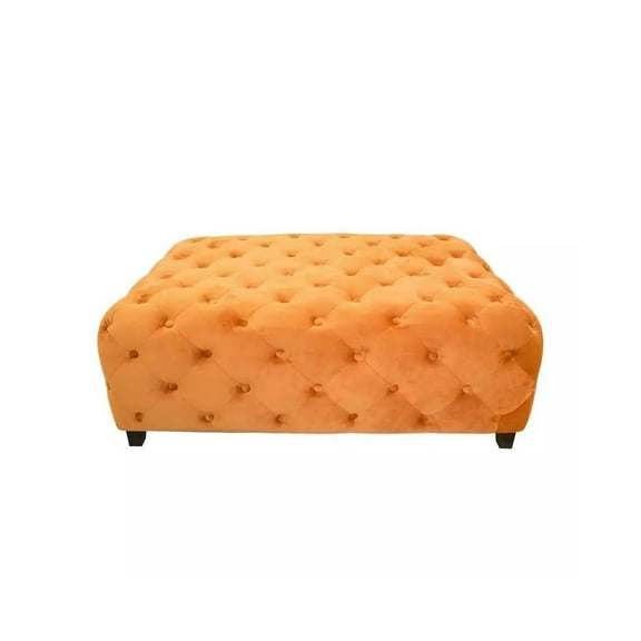 Moti Upholstery 40" Modern Velvet Tufted Cocktail Table in Orange