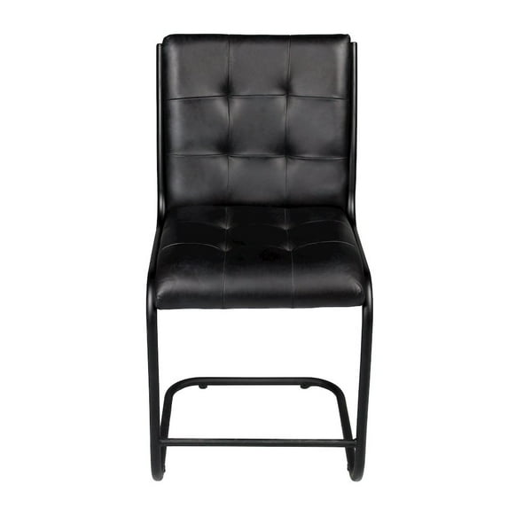 Moti Upholstery Kurtz 22" Modern Metal/Leather Counter Chair in Black