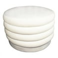 thumbnail image 1 of Moti Upholstery Taylor 31" Round Large Modern Velvet Ottoman in Dove White, 1 of 4