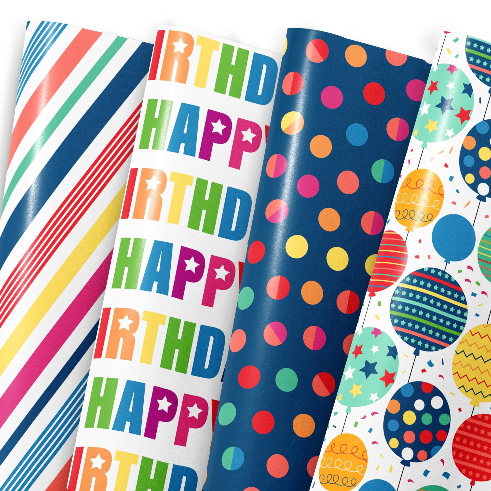 MotiGiftie Birthday Wrapping Paper VTF5 for Boys Girls Women Men,12