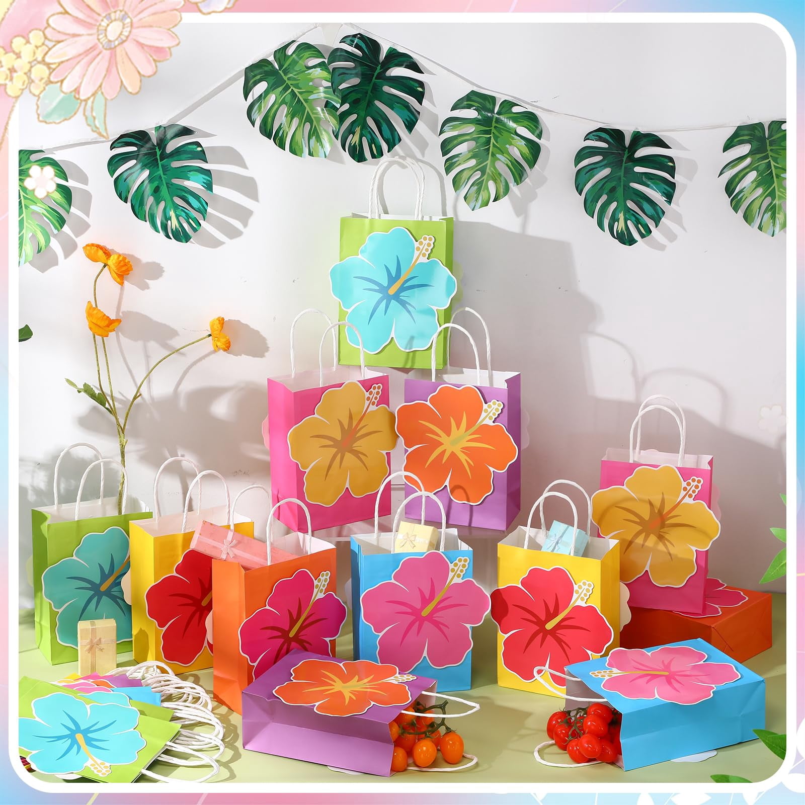 24 Pcs Hawaii Décoratif Artificiel Hibiscus Mutabilis Fleur Pour La Décoration De Fête De Mariage