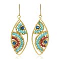 thumbnail image 1 of Motif Beads Marquise Turquoise Brass Dangle Earrings, 1 of 4
