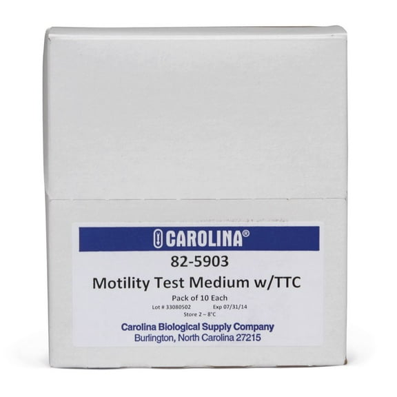 Motility Test Medium Agar With Ttc, Prepared Media Tubes, Pack Of 10