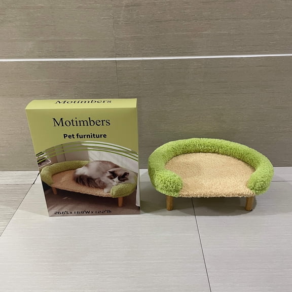 Motimbers Pet furniture, Cat Bed with Removable Washable Cover, Elevated Cat Couch for Cats & Small Medium Dogs, Wooden Pet Sofa Modern Pet Furniture
