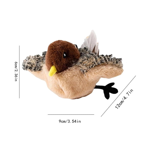 Motion-Activated Flapping Bird Toy for Cats, Electric Rechargeable Plush Interactive Toy, Realistic Feathered Bird for Indoor Cat Exercise and Engagement