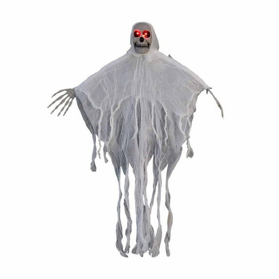 Motion-Activated Glowing Skeleton Decoration with Eerie Sounds - Hanging Light-Up Halloween Prop for Indoor/Outdoor Haunted Yard, Party (80x65cm, Color as Shown)