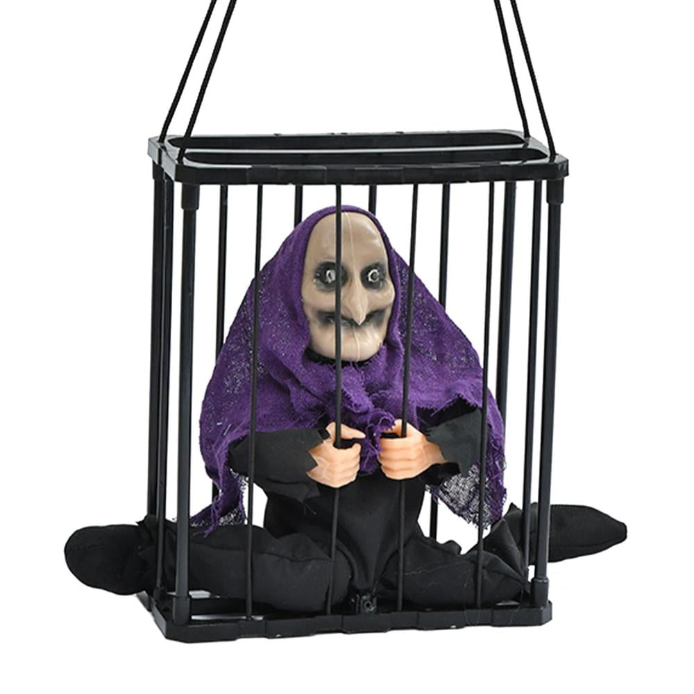 Motion Activated Halloween Decorations Cage Horror Decoration Toys Halloween Electric Light