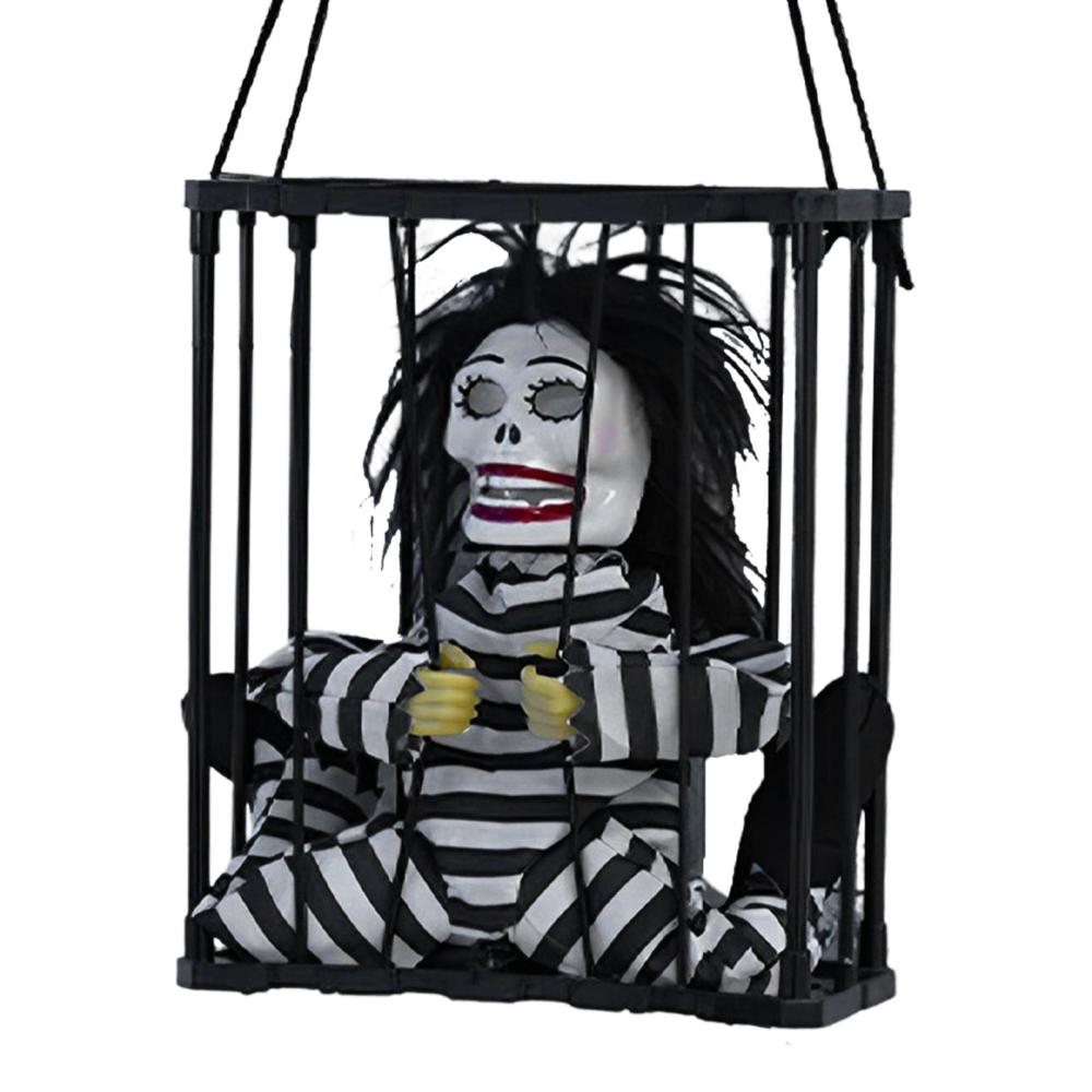 Motion Activated Halloween Decorations Cage Horror Decoration Toys Halloween Electric Light