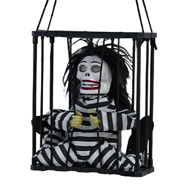 Motion Activated Halloween Decorations Cage Horror Decoration Toys Halloween Electric Light