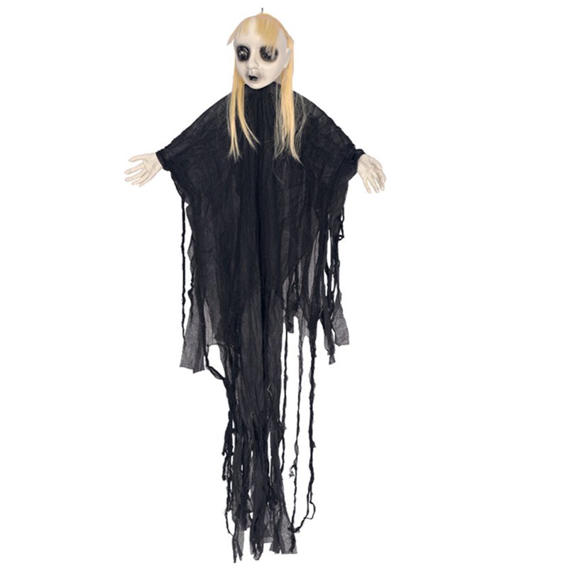 Motion Activated Hanging Ghost with Sound and Light, Animated Jump Scare Halloween Prop, Indoor and Outdoor Sensor Decoration for Scaring ers