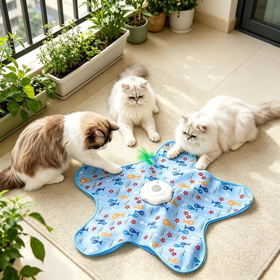 Motion Activated Interactive Hide and Seek Cat Toy, Automatic Moving Prey with Chirp Sounds, USB Rechargeable 3 Play Modes, for Indoor Cats Kittens Boredom Relief