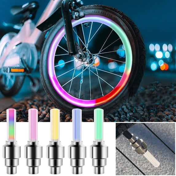 Motion Activated LED Tire Valve Stem Lights, Waterproof Wheel Lights for Bikes, Cars & Motorcycles (2 Pack)