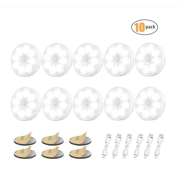 Motion Activated Night Light with Magnetic Base, Adhesive Auto On/Off LED Closet Light, Flame Retardant Stair Light for Hallway, Cabinet, Bedroom, Kitchen Safety Lighting. (White)