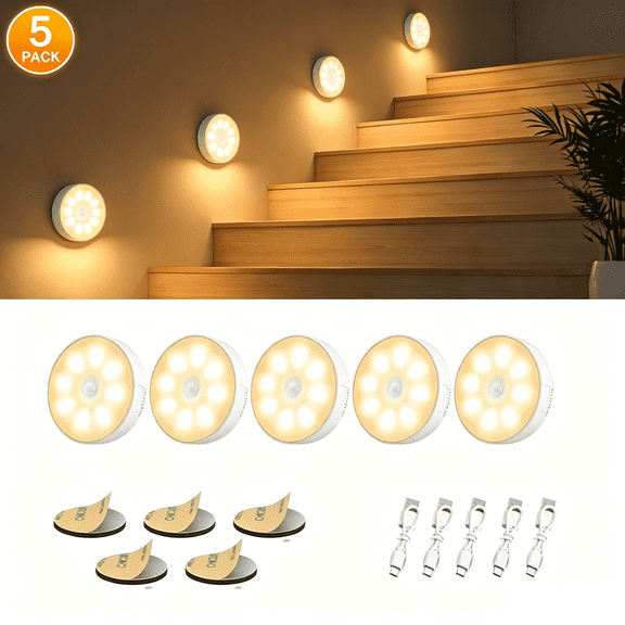 Motion Activated Night Light with Magnetic Base, Adhesive Auto On/Off LED Closet Light, Flame Retardant Stair Light for Hallway, Cabinet, Bedroom, Kitchen Safety Lighting. (White)