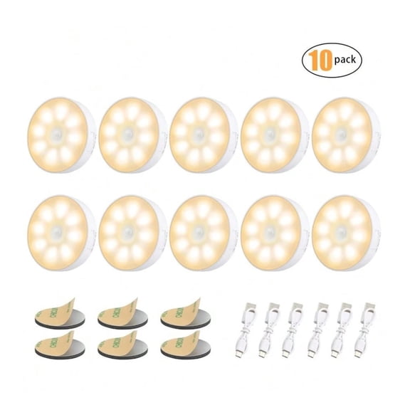 Motion Activated Night Light with Magnetic Base, Adhesive Auto On/Off LED Closet Light, Flame Retardant Stair Light for Hallway, Cabinet, Bedroom, Kitchen Safety Lighting. (White)