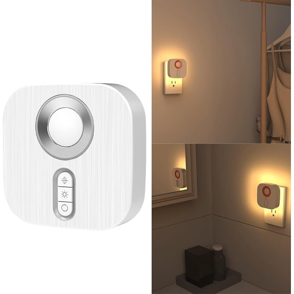 Motion Activated Night Light Plug In, Dimmable LED Wall Lamp with Brightness Control, Multicolor Glow Nightlight for Bedroom Hallway IndoorWhite