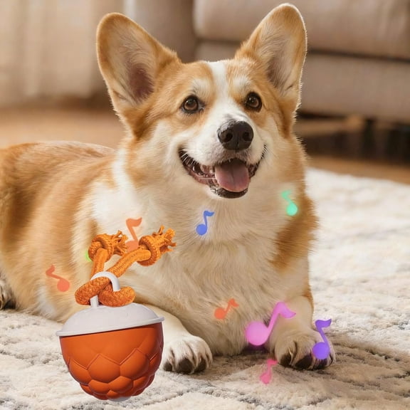Motion Activated Rolling Dog Toy, Rechargeable, Teeth Cleaning Rope