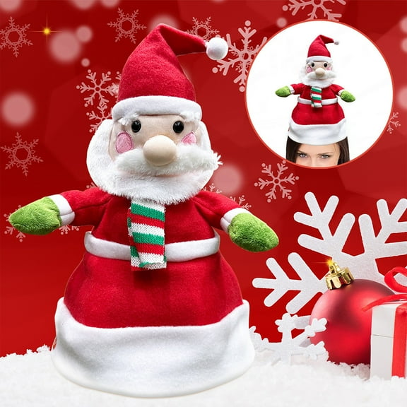 ​Motion-Activated Santa Hat Plush Toy with Music & Swaying - 16" Festive Singing Hat Decor, Battery-Powered Christmas Gift (Batteries Not Included)​​ Red