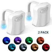 Motion Activated Toilet Night Light 8 Colors LED Bathroom Nightlight 2-Pack
