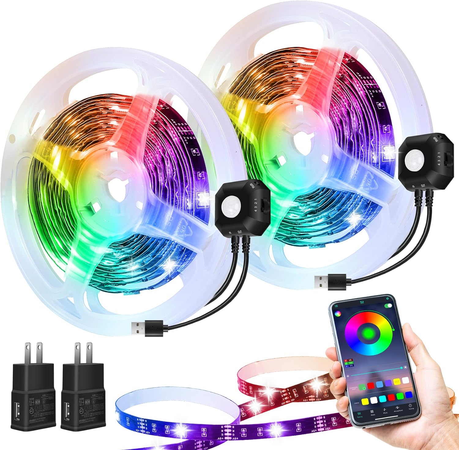 Motion Activated Under Bed Light Strips RGB Motion Sensor LED Light