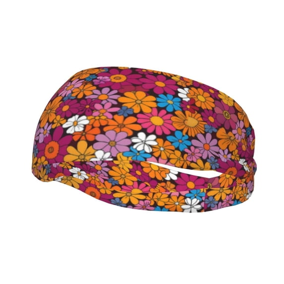 Motion Adornment Sweatband 15 In Both Men And Women Can Stretch Breathable Soft Perspiration For Hiking Walking Running Exercise Groovy Flowers (8)