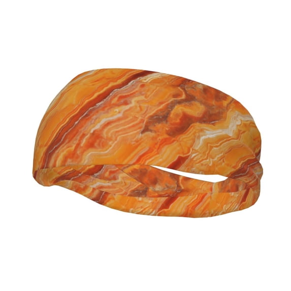 Motion Adornment Sweatband 15 In Both Men And Women Can Stretch Breathable Soft Perspiration For Hiking Walking Running Exercise Orangered Marble_2