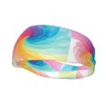 thumbnail image 1 of Motion Adornment Sweatband 15 In Both Men And Women Can Stretch Breathable Soft Perspiration For Hiking Walking Running Exercise Darkmagenta Tie-Dye Background Rainbow Colors (3), 1 of 8