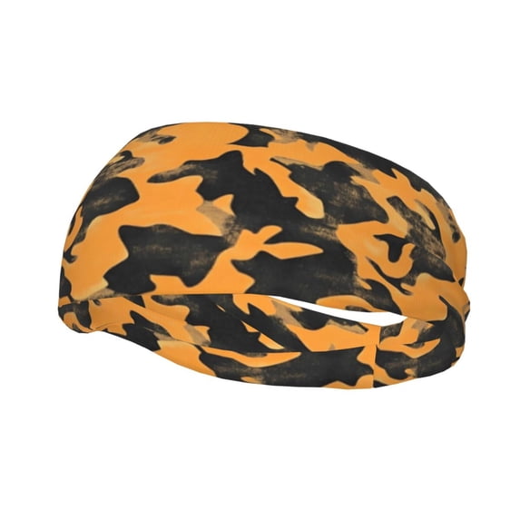 Motion Adornment Sweatband 15 In Both Men And Women Can Stretch Breathable Soft Perspiration For Hiking Walking Running Exercise Texture Camo Army Orange_3
